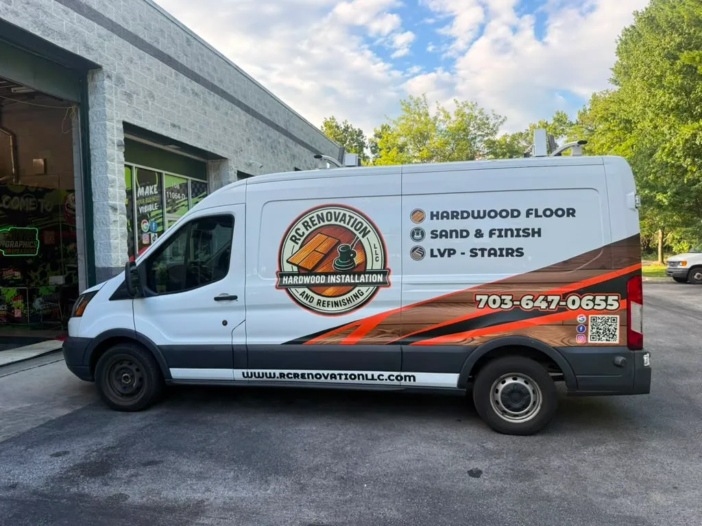 RC Renovation commercial van wrap with custom branded graphics