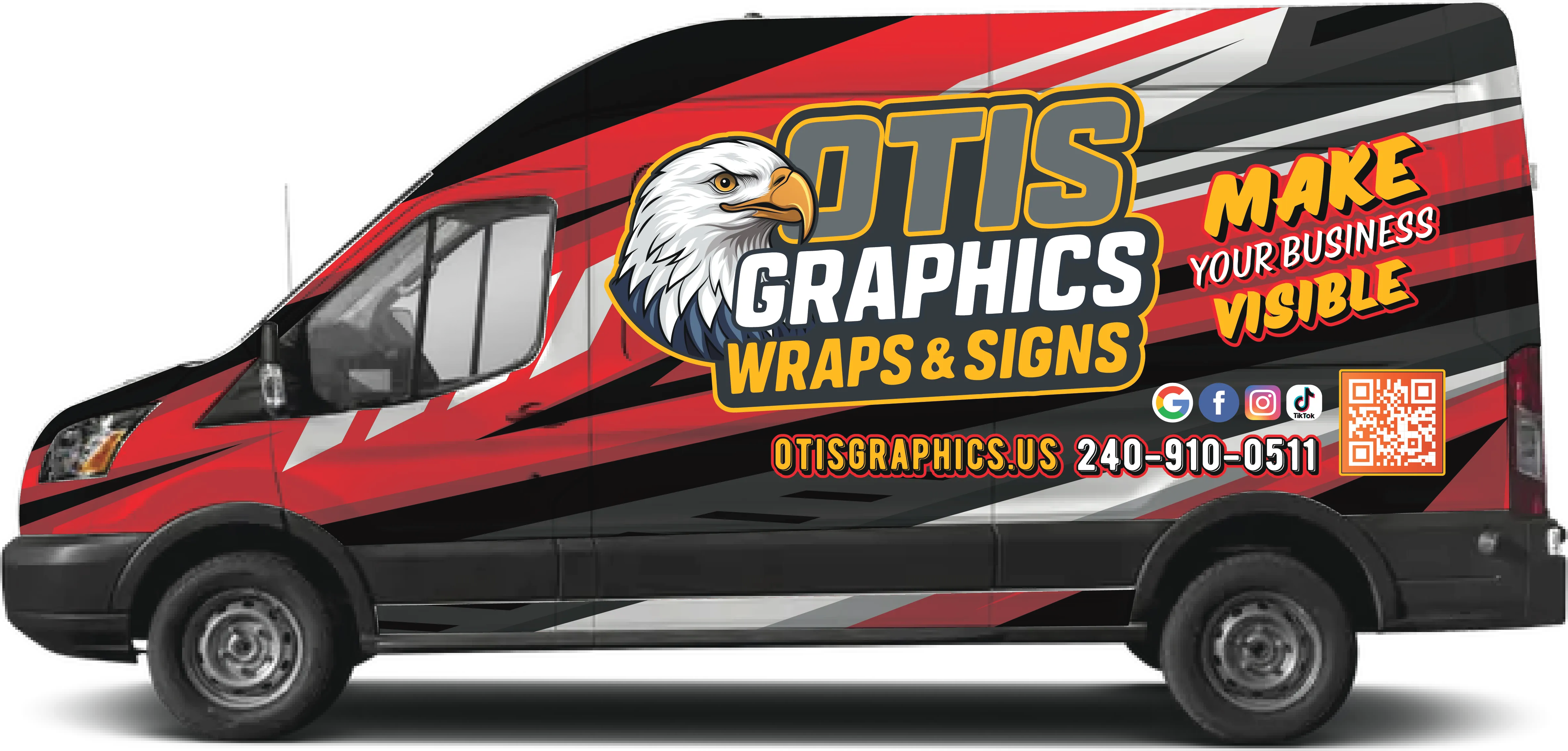 Otis Graphics branded cargo van with a full wrap design
